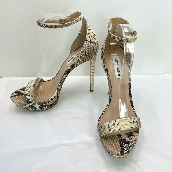 Steve Madden Starlet Open Toe Ankle Strap D-orsay Pump Women’s 10 Snakeskin Prin - Picture 1 of 12